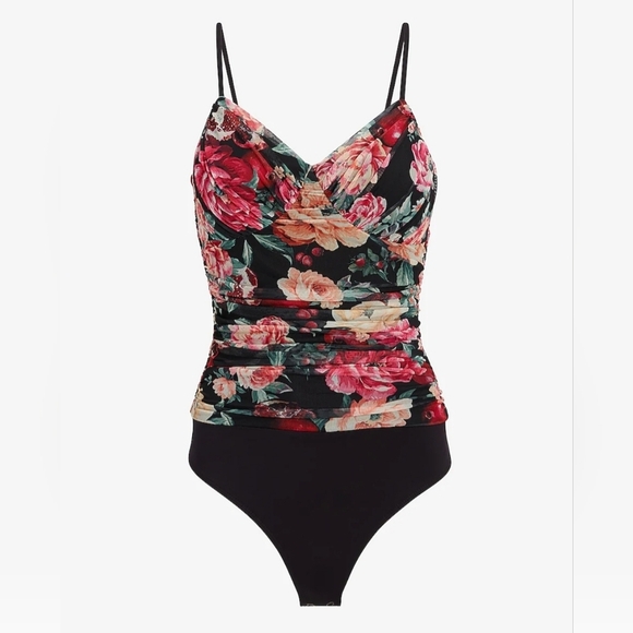 NWT Express Size XS Floral Mesh Bodysuit - Picture 10 of 11